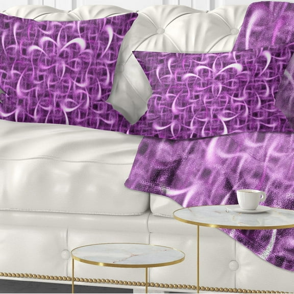 Designart Purple Watercolor Fractal Pattern - Abstract Throw Pillow - 12x20