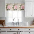 thumbnail image 3 of Pink Vintage Floral Valance Curtains for Kitchen/Living Room/Bathroom/Bedroom Window, Rod Pocket Small Topper Half Short Window Curtains Voile Sheer Scarf, Summer Botanical Retro 60"x18", 3 of 8