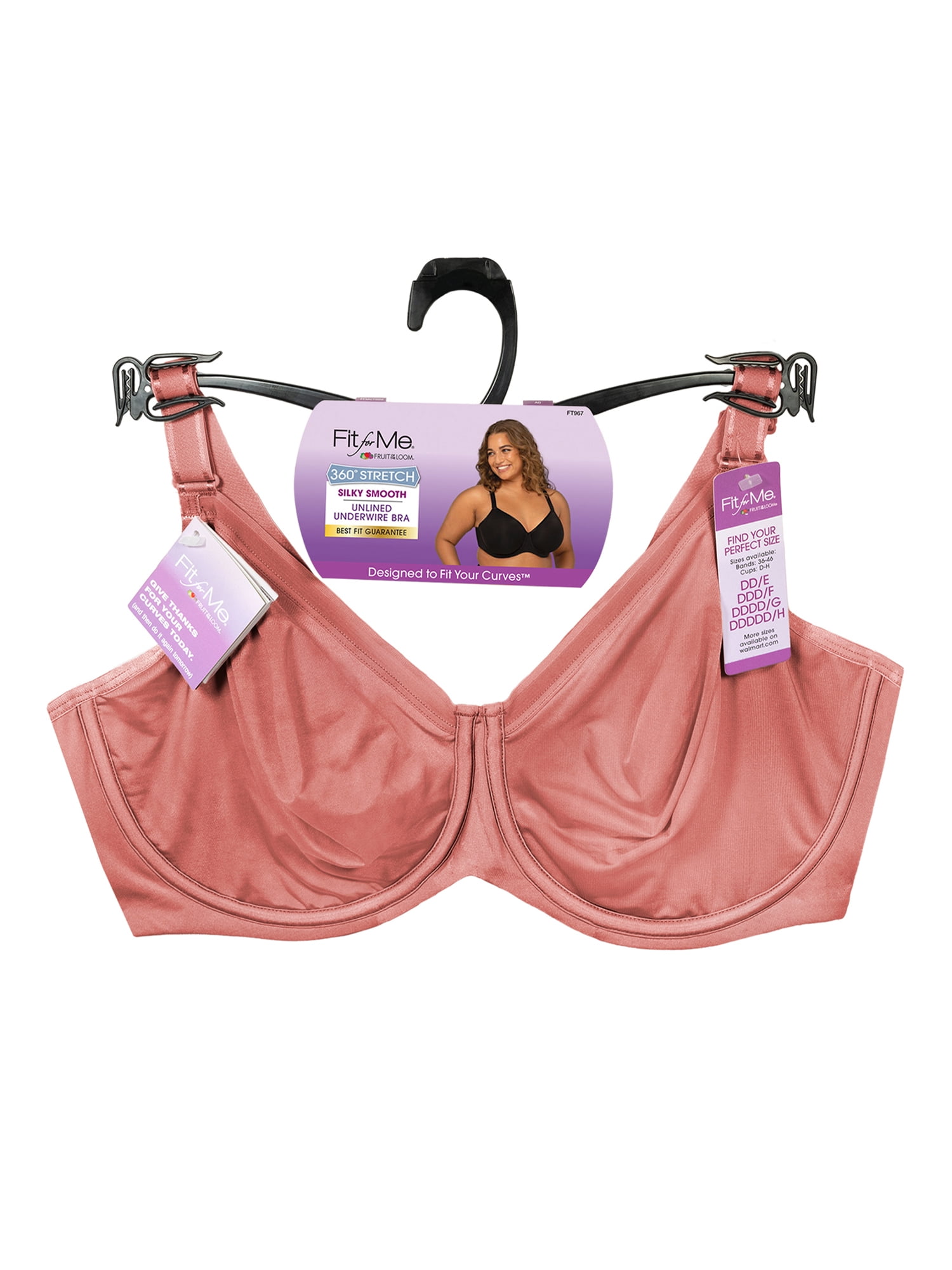 Fit for Me by Fruit of the Loom Women's Unlined Underwire Bra, Style FT967, Sizes 38D to 42H