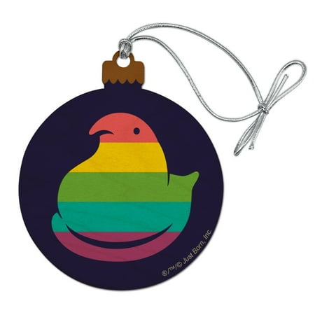Rainbow Striped Peep Wood Christmas Tree Holiday Ornament