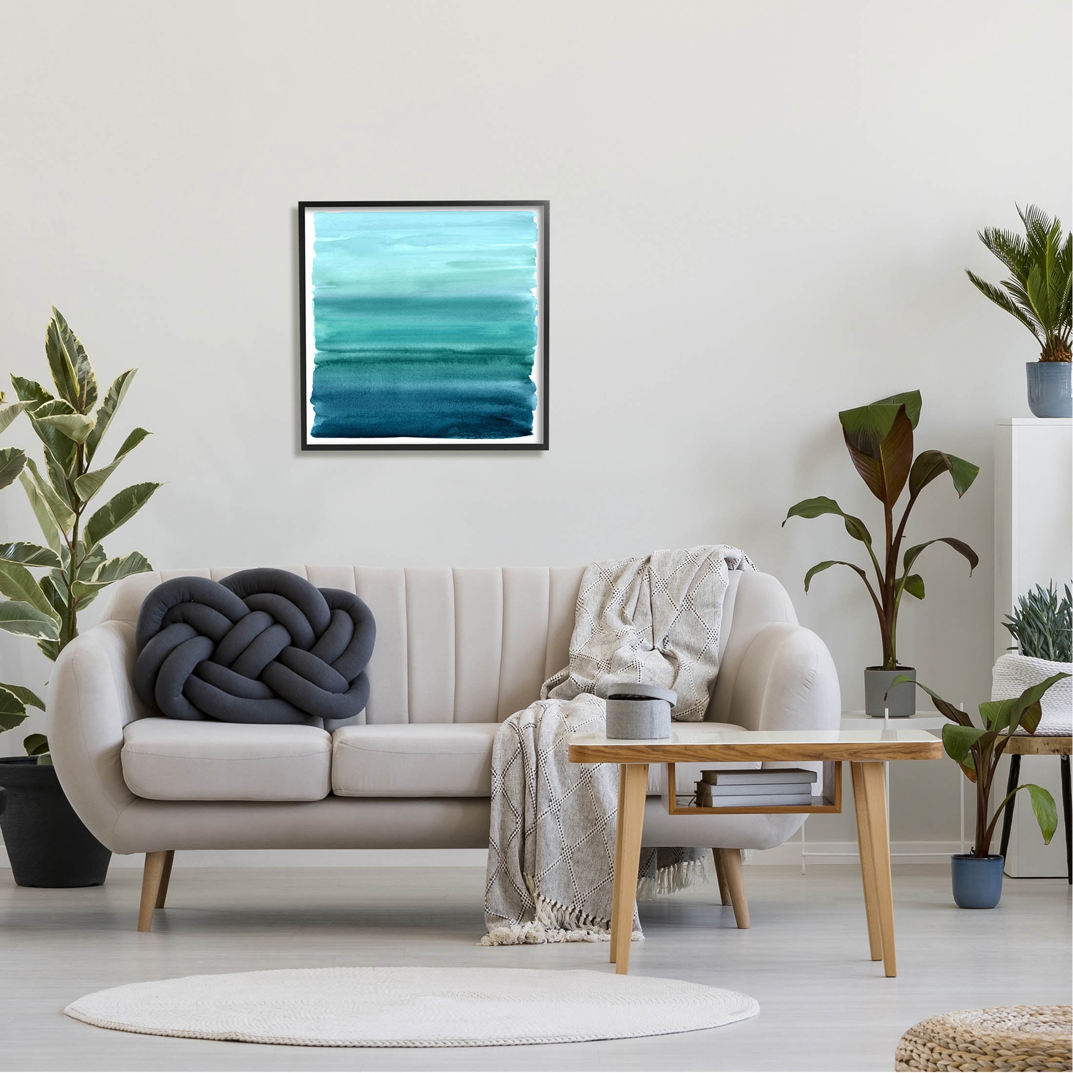 Stupell Industries Gradient Turquoise Brushed Composition Graphic Art Black Framed Art Print Wall Art, Design by Allie Corbin