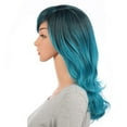 thumbnail image 5 of Onedor Full Head Beautiful Long Curly Wave Stunning Wig Charming Curly Costume Wigs with Fringe (Teal Blue Ombre-1BTS4728), 5 of 7