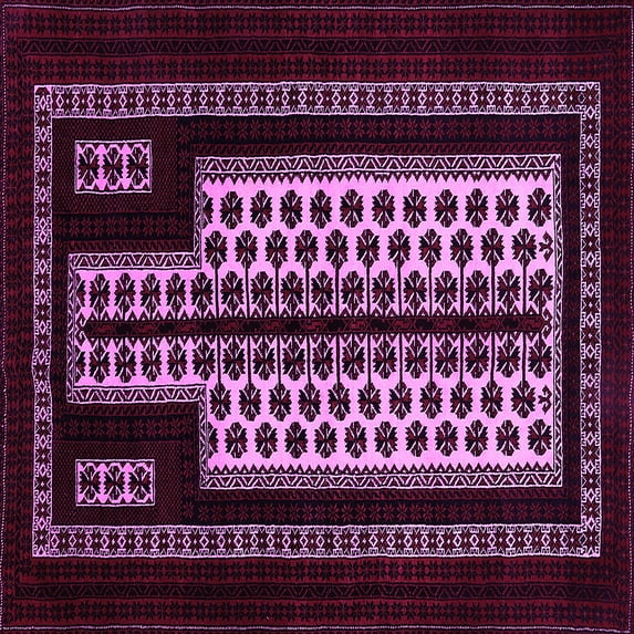 Ahgly Company Indoor Square Oriental Pink Industrial Area Rugs, 5' Square