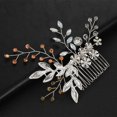thumbnail image 2 of Nvzi Horquillas para el pelo de boda con flores para novias, peinetas con perlas de cristal, pinzas para el pelo, accesorios para el pelo de boda dorados, joyas plateadas, 2 of 4