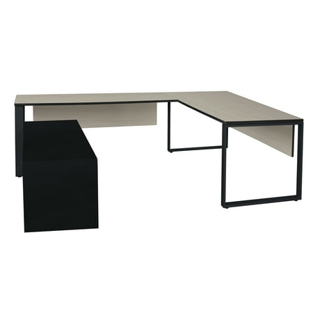 Structure 72 X 30 U Desk With Metal Low Credenza Maple Black U Desk With Metal Low Credenza