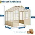 thumbnail image 3 of 8'x6' Outdoor Wood Greenhouse w/ Lockable Door & Adjustable Window for Outdoor,Garden,Yard, 3 of 9