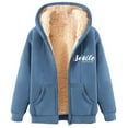 thumbnail image 4 of Bibifish Womens Graphic Fleece-Lined Long Sleeve Hoodies Full Zip Design With Side Pockets Relaxed Fit Casual Morning Daily Outings Cozy Tops, 4 of 4
