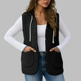thumbnail image 2 of Fleece Crop Jackets for Women Sleeveless Outerwear Vest with Pockets Hooded Sherpa Coat Solid Color Winter Clothes (L, Black), 2 of 6