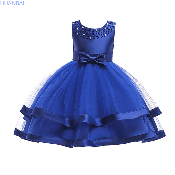 HUANBAI Girls Flower Dresses For Wedding Party Pageant Princess Dress Summer Dresses 3-4 Years