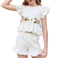 thumbnail image 2 of Toddler Girls Summer Outfit Sleeveless Ruffle Top and Elastic Shorts Set Kids Short Set for 1-8 Years 7-8Years White, 2 of 8