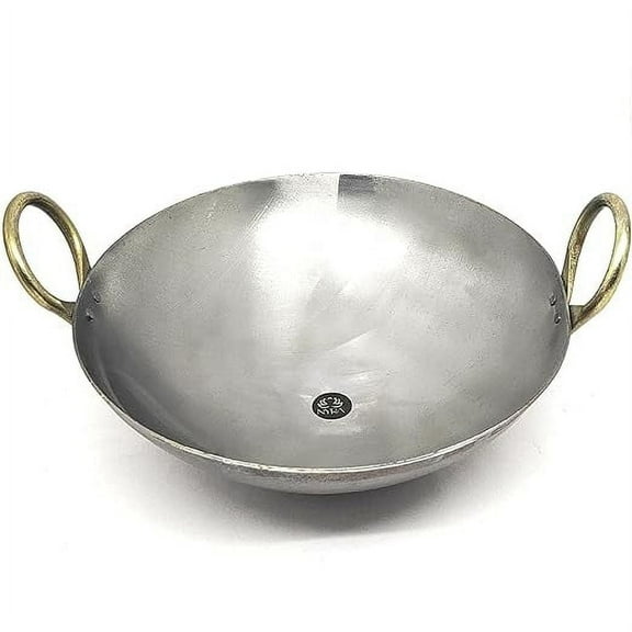  Pure Original Loha Kadhai/Iron Traditional Deep Bottom Wok for Cooking Heavy Base Handmade Lokhand/Loha Kadhai/Iron Kadhai Heavy Bottom (Medium)