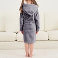 thumbnail image 6 of Gibobby Toddler Boys Girls Flannel Bathrobes Kids Soft Hooded Sleepwear Cartoon Print Night-robe Kids Flannel Hooded Bathrobe Toddler Plush Robes With Belt Toddler Pajamas,Dark Gray,Size 4-5T, 6 of 9