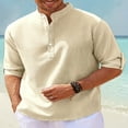 thumbnail image 3 of Hawaiian Seersucker Cardigan Men‘s Button Down Long Sleeve Plus Size Shirt, 3 of 5
