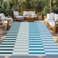 thumbnail image 2 of Colorful Stripe Outdoor Rug 5x7 Ft - Reversible Patio Rug Outdoor Camping Rugs, Modern Teal Blue Green Vertical Striped Indoor Outdoor Area Rugs, Non-Slip Outdoor Carpet Runner for Deck/Porch, 2 of 8