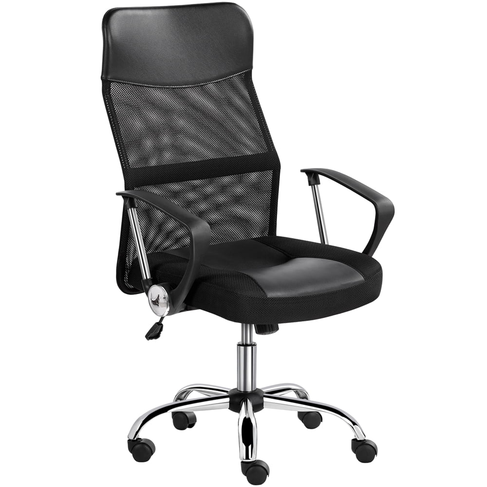 Devoko Office Chair Ergonomic Computer Desk Chair Mid Back Swivel Rolling Chair with Height Adjustable Lumbar Support Mesh Executive Chair with Armrests Black