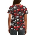 thumbnail image 3 of Valentines Day Scrub Tops Women Plus Size Casual Short Sleeve Cute Love Hearts Graphic Scrubs Loose V Neck Scrub Shirts Nursing Workwear Medical Nurse Uniform with Pockets Black 3XL, 3 of 5