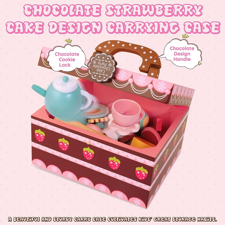 Strawberry chocolate party wooden play best sale set