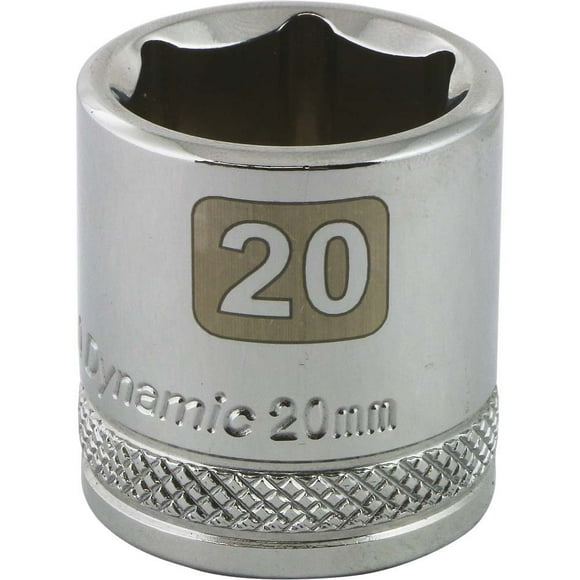 Dynamic Tools D008020 3/8" Drive 6 Point Metric Socket with 20mm Standard Length, Chrome Finish