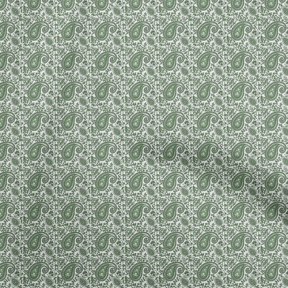 oneOone Viscose Jersey Green Fabric Asian Paisley Sewing Craft Projects Fabric Prints By Yard 60 Inch Wide