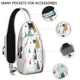 thumbnail image 2 of Sling Backpack,White Christmas Tree Pattern Crossbody Bag with Water Bottle Holder,Waterproof Sling Bag for Men/Women with Chest Phone Holder for Hiking,Travel, 2 of 6