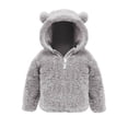 thumbnail image 2 of hengsof Bear Ears Shape Fleece Warm Hoodies Clothes Toddler Zip-up Light Jacket Fall Winter Sweatshirt Outwear for Baby, 2 of 5