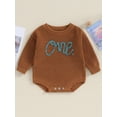 thumbnail image 2 of Faithtur Bébé Tricot Combinaison Lettre Brodé Manches Longues Col Rond Robe d'Hiver d'Automne, 2 of 9