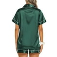 thumbnail image 4 of UVN Pajamas Sets for Women Short Sleeve Button Down Tops and Shorts 2 Piece Outfit Soft Satin Silk Pjs Sleepwear Loungewear, 4 of 8