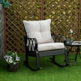 thumbnail image 2 of Outsunny Outdoor Wicker Rocking Chair with Padded Cushions, Khaki, 2 of 10