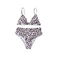 thumbnail image 5 of Rdhnmea Women 2 Piece Bikini Set Leopard Print Swimsuit Crocodile Stone Pattern Swimwear Deep V Neck Bathing Suit High Waist Bikinis Bathing Suit, 5 of 9