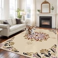 thumbnail image 3 of Purple Vintage Floral Washable Area Rug 5 x 8 ft Country Exotic Mystical Abstract Flower Leaf , Soft Non Slip Rugs Stain Repellent Indoor Felt Carpet for Living Dining Room Bedroom Home Office, 3 of 9