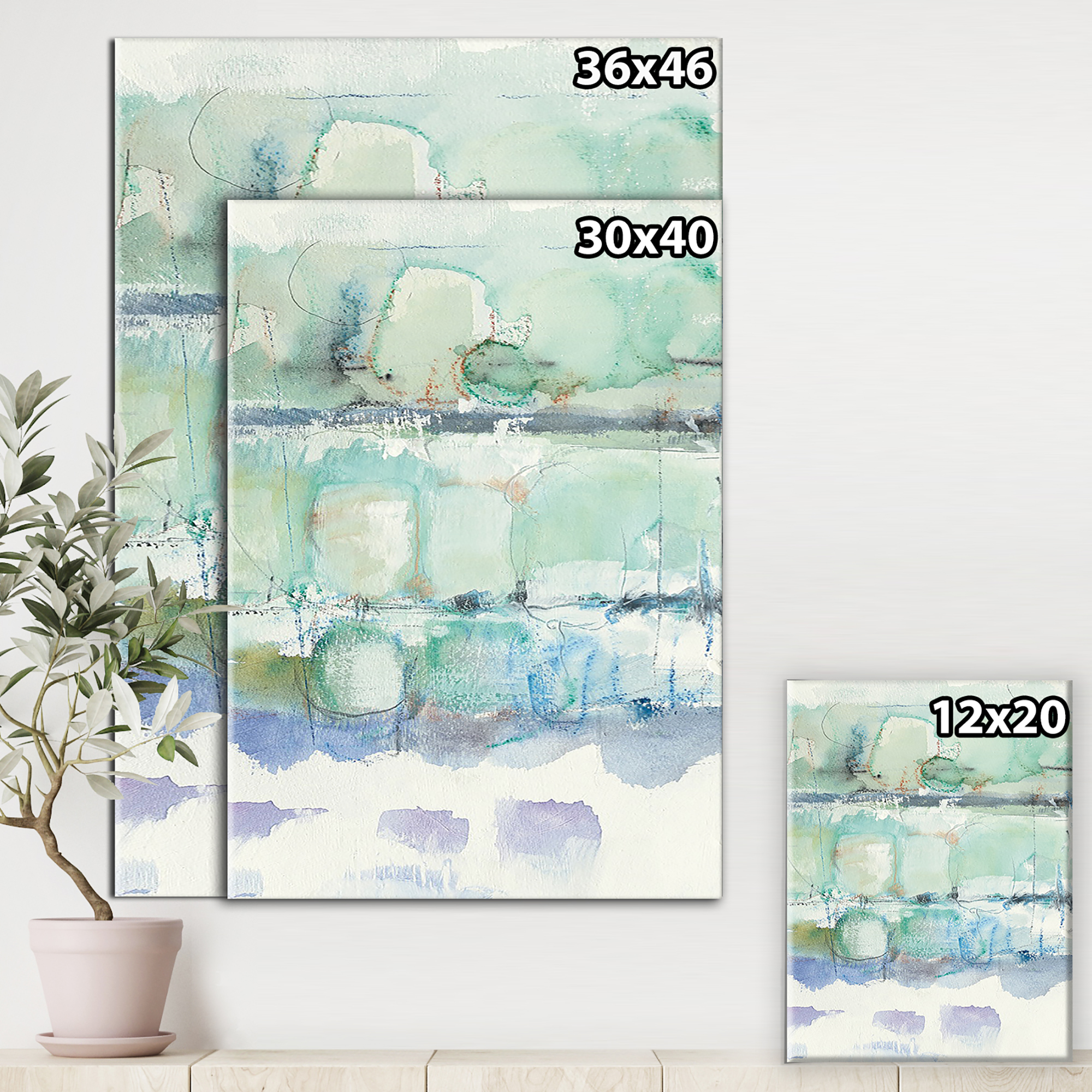 Designart 'Blue Abstract Panel I' Geometric Canvas Art