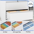 thumbnail image 4 of 2 Drawer Metal Filing Organization Office Cabinets with Lock,Lateral File Cabinets for Home Office Hanging Files Letter/Legal/F4/A4 Size (2 Drawer-White), 4 of 8