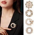 thumbnail image 1 of enjoywould Women Brooch Temperament Round Butterfly Faux Pearl Shiny Rhinestone Inlaid Fastener Buckle Wedding Gift Ladies Lapel Pin Party Jewelry Fashion Accessory, 1 of 5