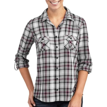 Women's 2-Pocket Button Down Shirt - Walmart.com