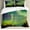 Blue Lime and Fern Green, variant on Aurora Borealis Duvet Cover Set, Wooden Bridge Solar Sky Scenic Radiant Rays Arctic Magic Scenery, Decorative 3 Piece Bedding Set with 2 Pillow Shams, Calking Size, Fern Green Dark Blue, by Ambesonne