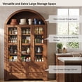 thumbnail image 3 of DTTRA 72.8" Tall Arched Kitchen Pantry Cabinet with 3 Glass Doors and 4 Drawers, Walnut, 3 of 8