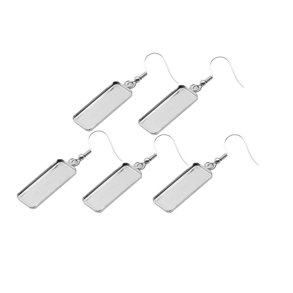 OUNONA 150 pcs Silver Blanks Earring Bezel Setting Stainless Steel Earrings Wire Hooks Settings Trays for Jewelry Making and DIY Crafts