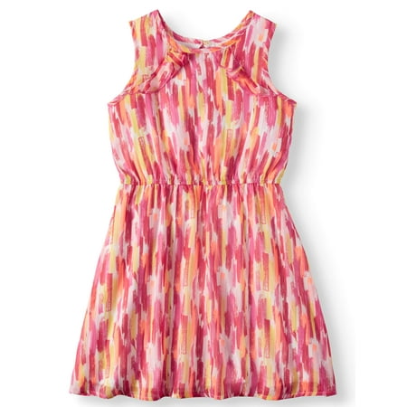 Girls' Lurex Chiffon Printed Dress