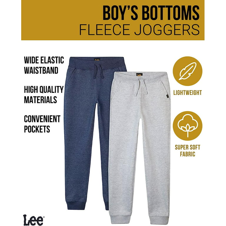 Lee Boys' Sweatpants - 2 Pack Basic Cozy Active Fleece Jogger Pants with  Pockets (4-20)