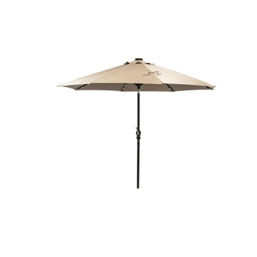 Donglin 93.5" Beige Octagon Market and Lighted Patio Umbrella with Solar Lights