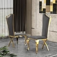 thumbnail image 5 of 5pc. Dining Set with Gray Marble Table and Gray Velvet Chairs, 5 of 5