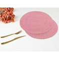 thumbnail image 5 of REGALWOVEN Rustic Placemats Set of 6 Round Placemats for Dining Table Decor Indoor Outdoor Kitchen Table Mat Wipe Clean Pink 15*15in, 5 of 6