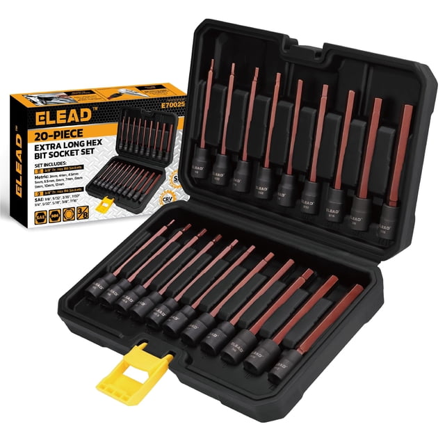 Juego de conectores Allen con brocas hexagonales ELEAD, disco extralargo de 20 piezas de 3/8 pulgadas