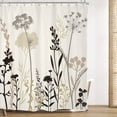 thumbnail image 2 of SPXUBZ Beige Floral Dandelion Shower Curtain 72Wx72H Inch with 12 Plastic Hooks Decor, 2 of 7