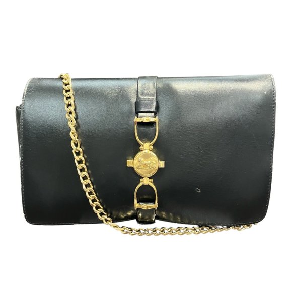Pre-Owned Celine Old Carriage Hardware Chain Shoulder Bag Leather