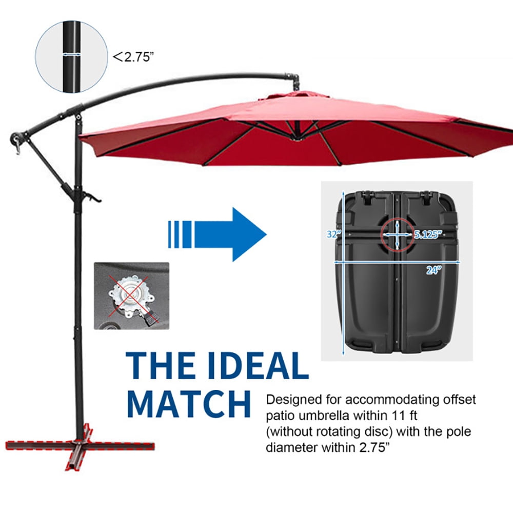 Spaco Umbrella Base, 60L Plastic Weighted Fill Water Sand Wheel Patio Umbrella Base for Outdoor Patio Market Table Umbrella