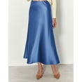 thumbnail image 6 of BTFBM Womens Spring Summer Long Satin Skirt Silk Elegant High Waist Cocktail Party Wedding Flowy A-Line Midi Skirts, 6 of 8