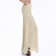 thumbnail image 6 of Travel Outfits Women Airport Women's Lightweight Chiffon High Elastic Waist Flowing Trousers Flared Straight Leg Women Wedding Culottes Wide Leg Cover up Pants Casual Pant Suits for plus Beige 2XL, 6 of 9