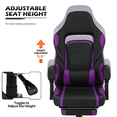 thumbnail image 3 of Magshion Computer Desk & Gaming Chair Set, Adjustable Height Reclining Chair with Retractable Footrest & Wheels & Lumber Support and Laptop Table Workstation, Purple, 3 of 10