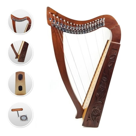19 Strings Rosewood harp with free set of strings, tuning key and carrying bag